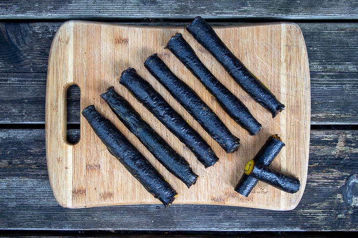 Raw Nori Rolls on Cutting Board