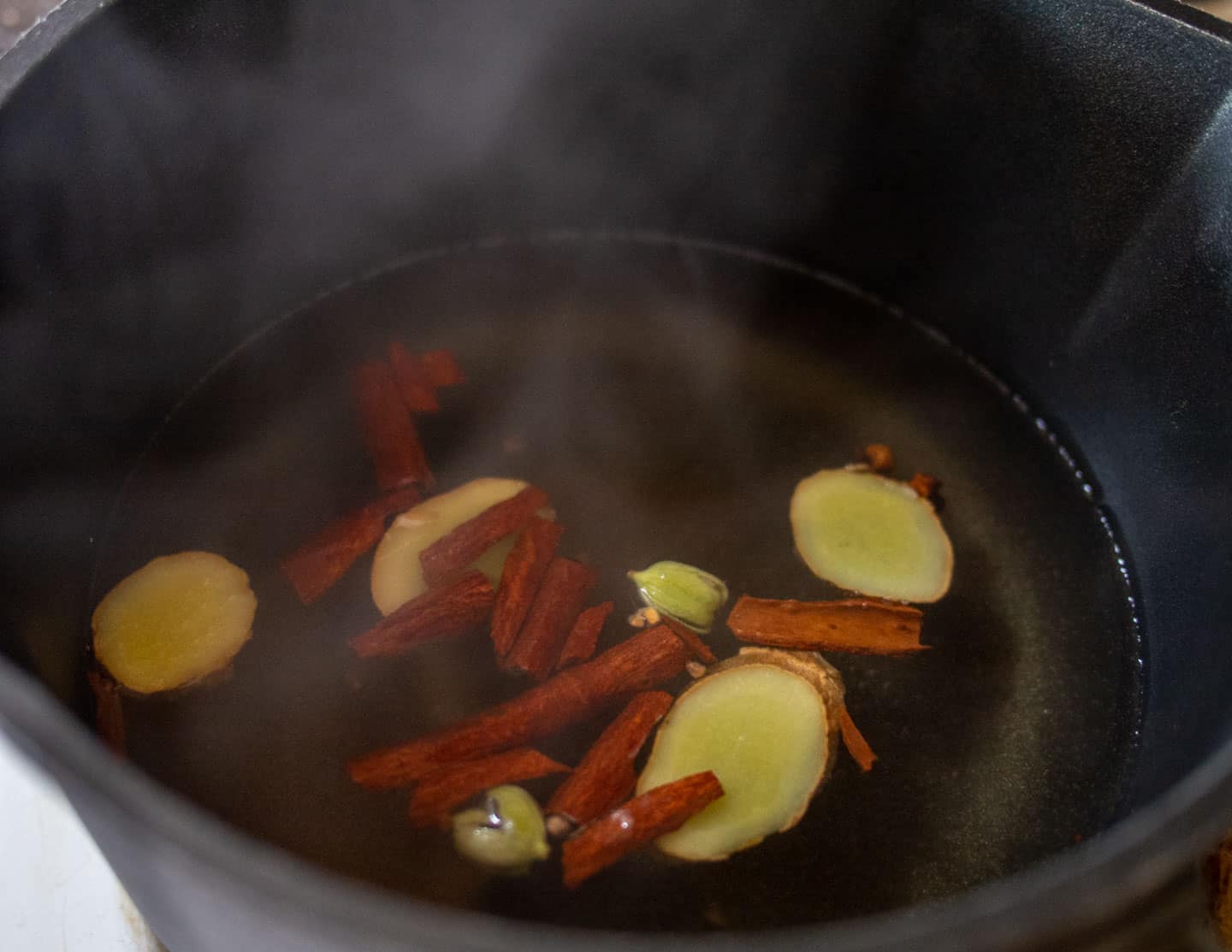 Chai spices in water