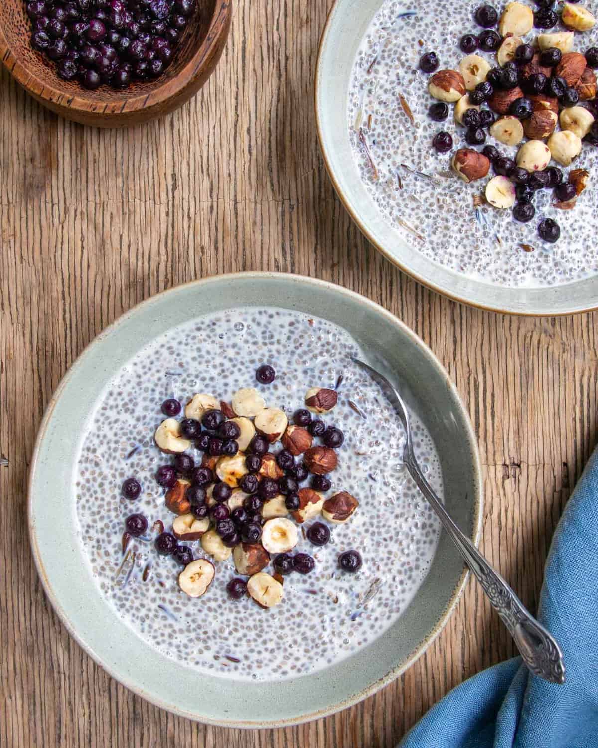 Chia Pudding Blue Bowl Blue Linen