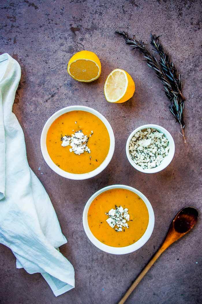 Greek Red Lentil Soup with Lemon 