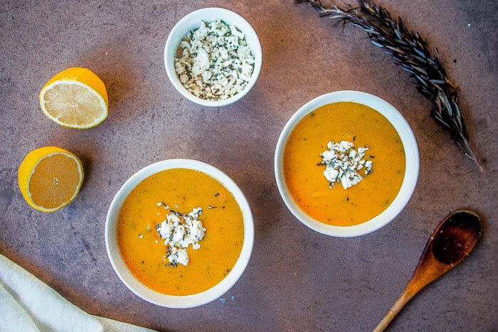 Greek Red Lentil Soup with Lemon 