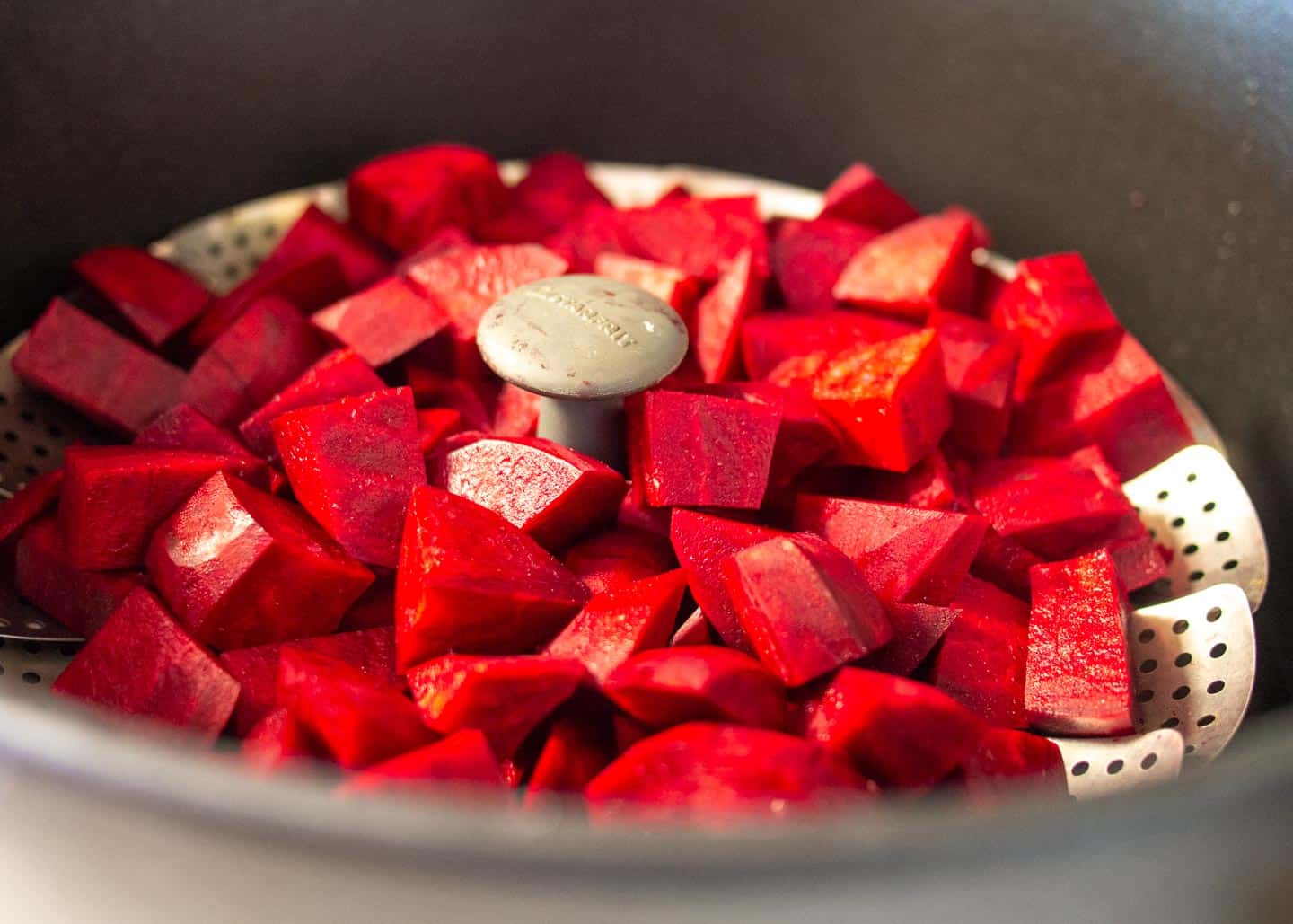 Add chopped beets to steamer