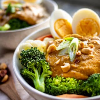 Boiled eggs with peanut sauce - gado gado