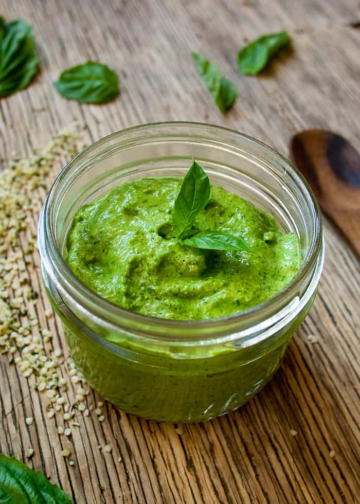 Vegan Pesto In Glass Mason Jar