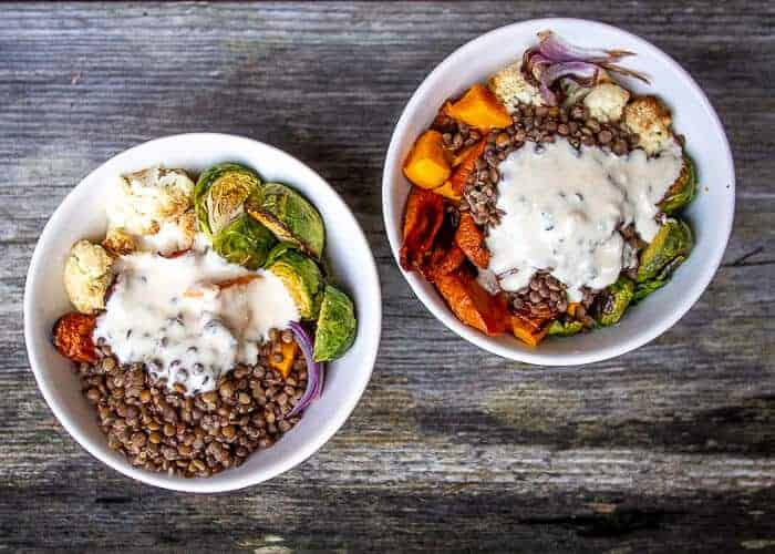 Lentil Vegetable Recipe in White Bowls