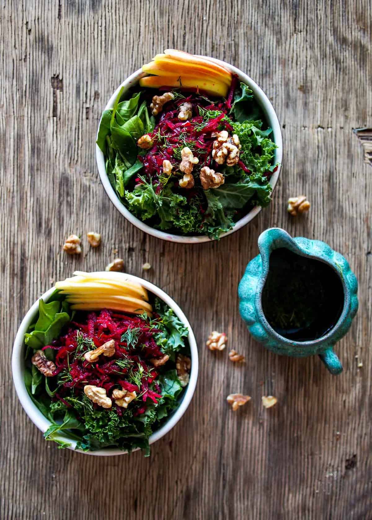 Raw Beetroot Salad On Wooden Background