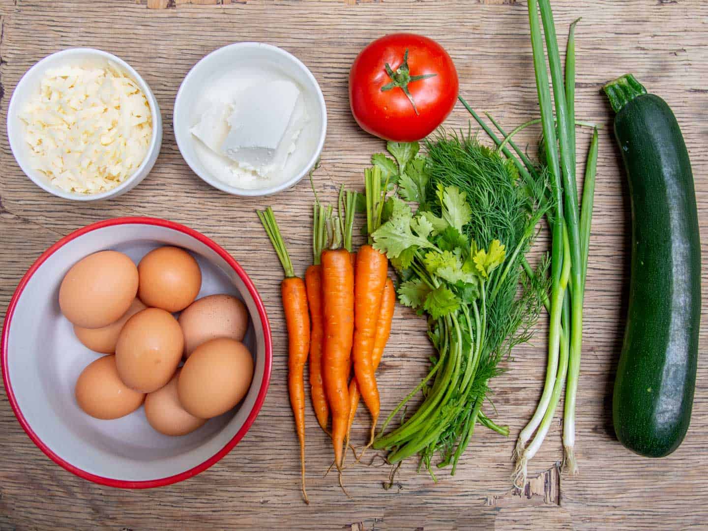 Ingredients for Crustless Vegetable Quiche