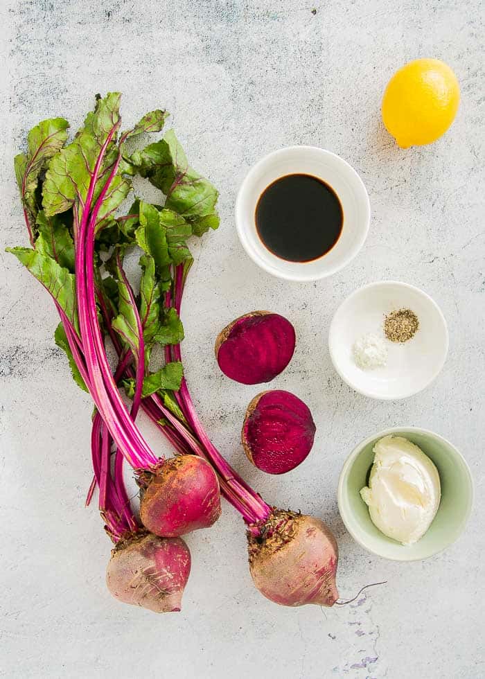 Ingredients For Beetroot Dip On White Board