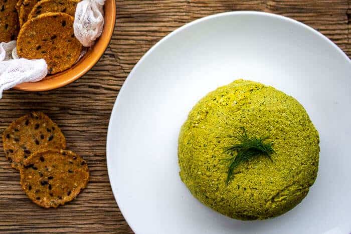 Hemp Vegan Pate with Dill on White Plate