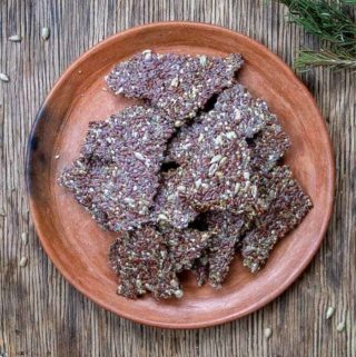 Keto Seed Crackers On Brown Ceramic Plate