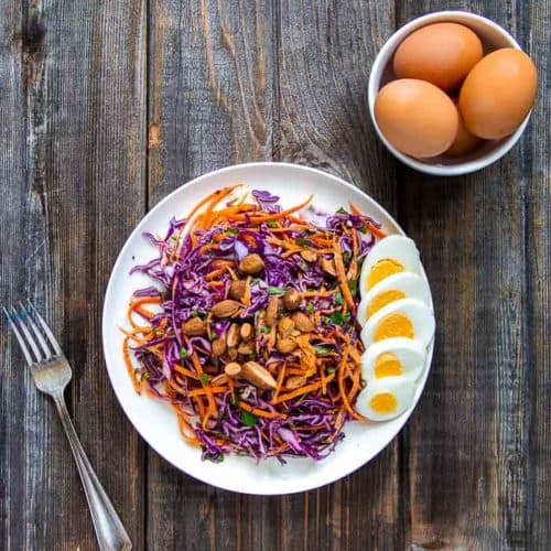 Eggs In A Bowl with Sliced Eggs On Salad