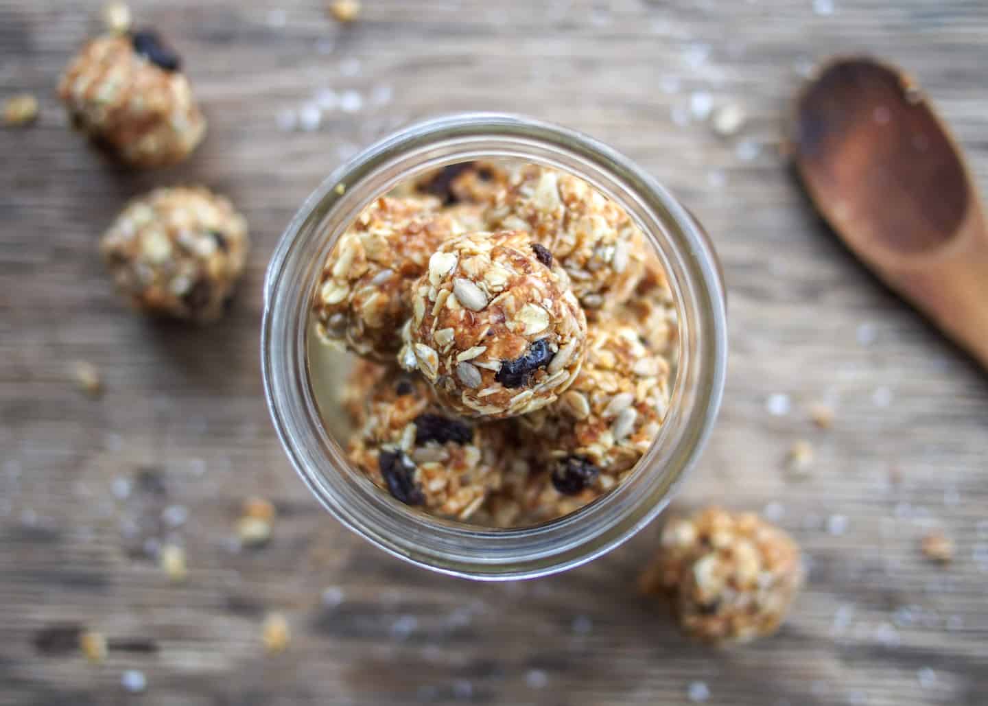 Peanut Butter Energy Balls in Glass Mason Jar