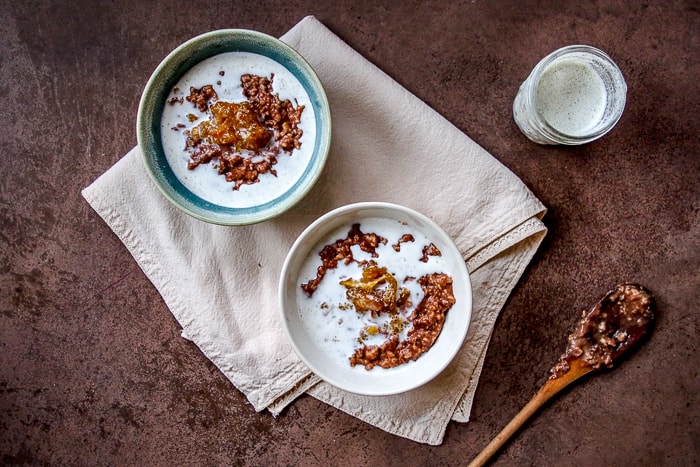 Orange Chocolate Oatmeal with Added Hemp Milk