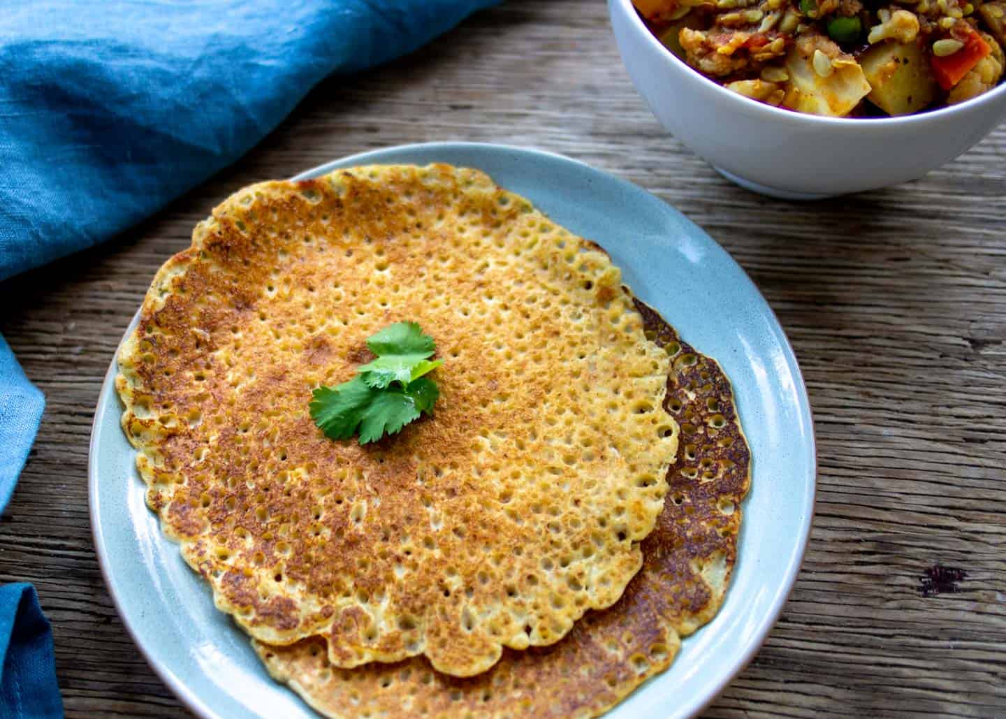 Chickpea Flatbread with Cilantro On top