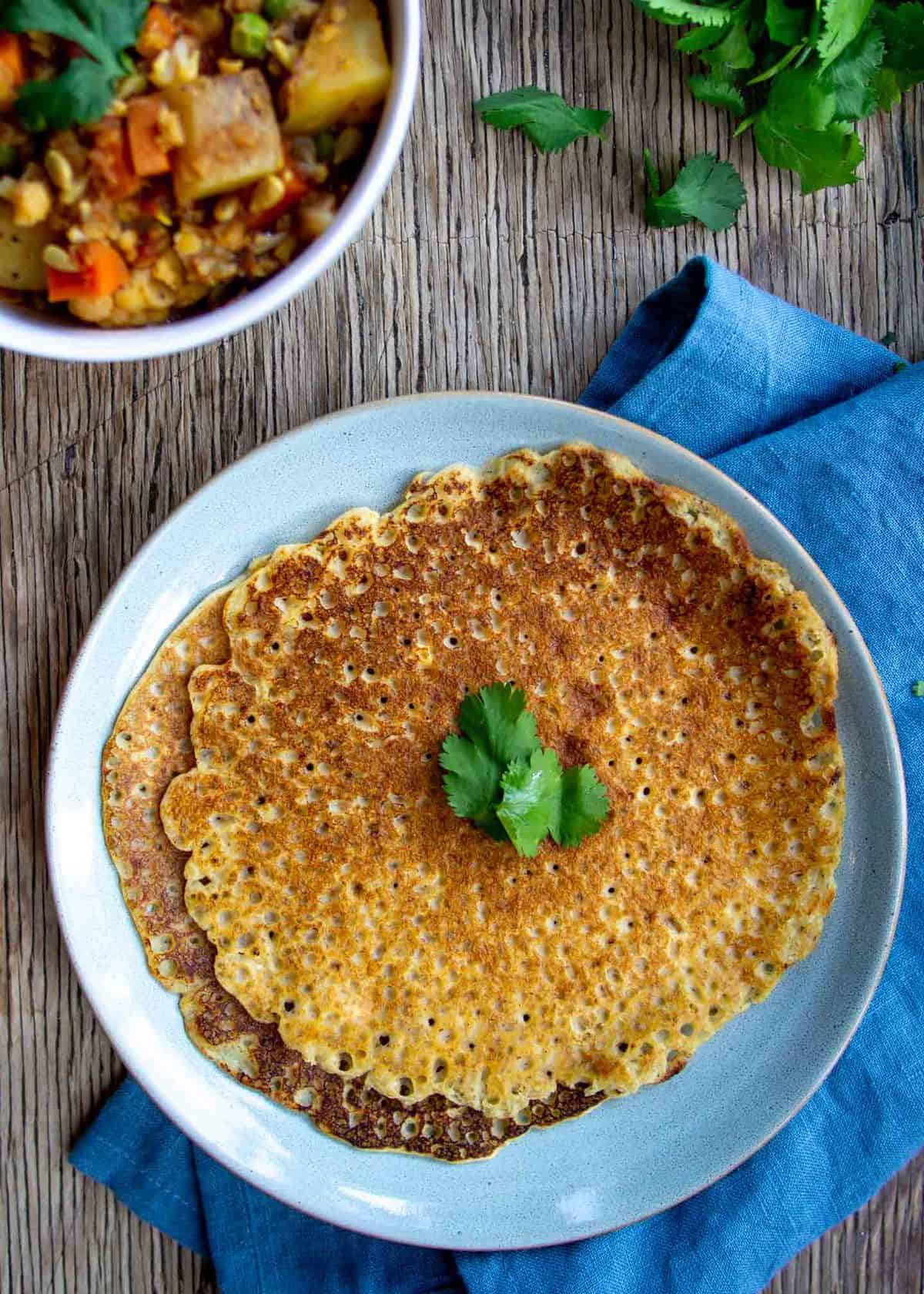 Chickpea Flatbread Blue Plate