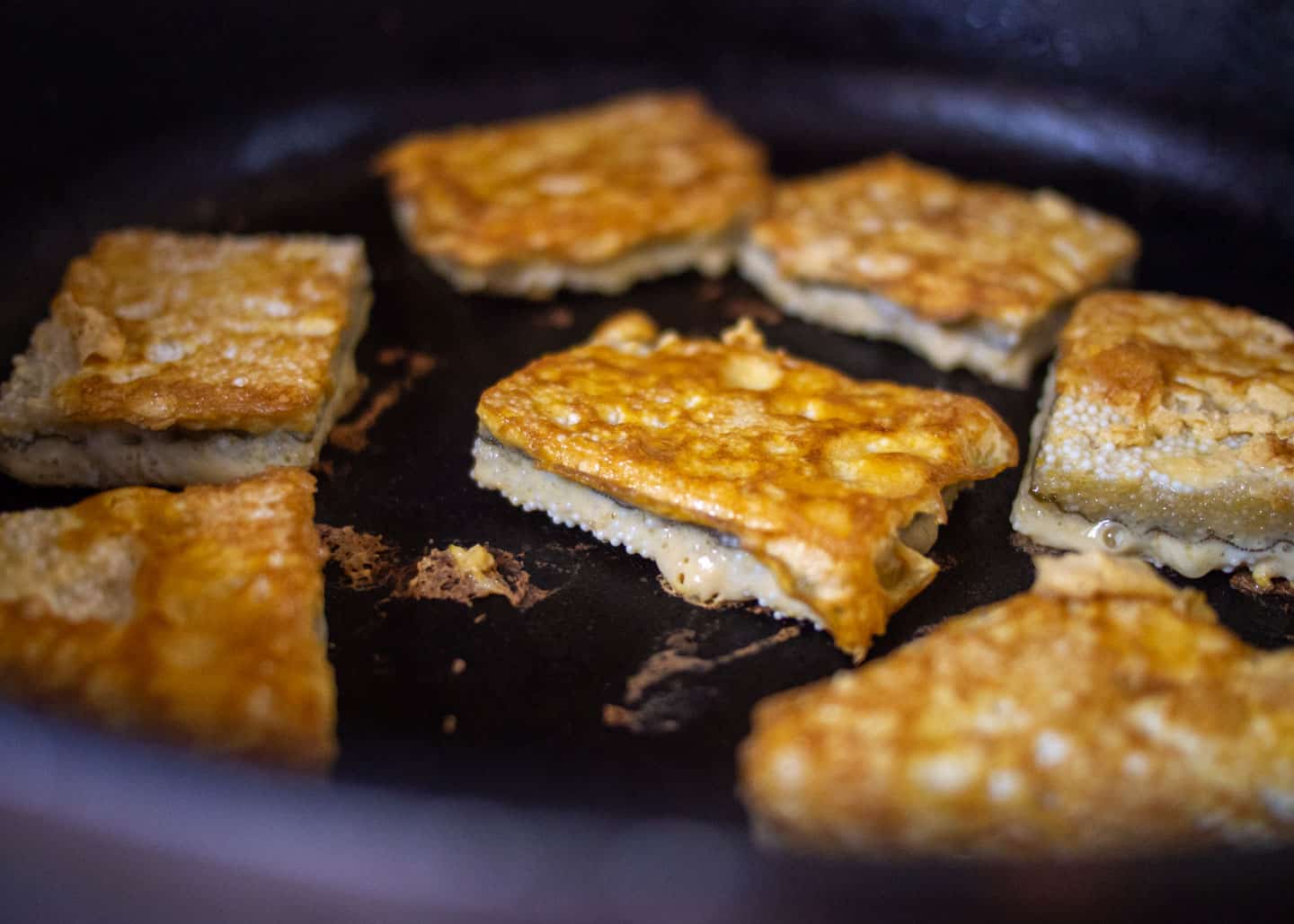 Cooked Herring roe on frying pan