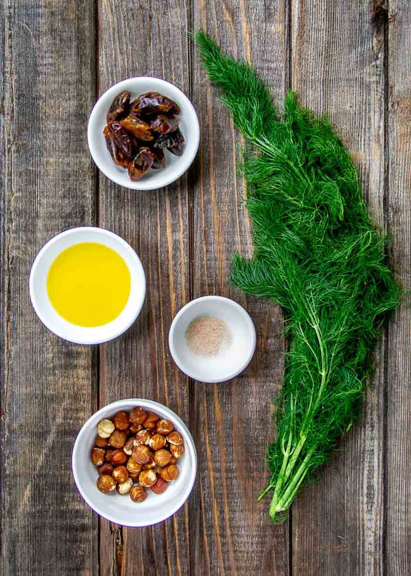 ingredients for wild fennel pesto